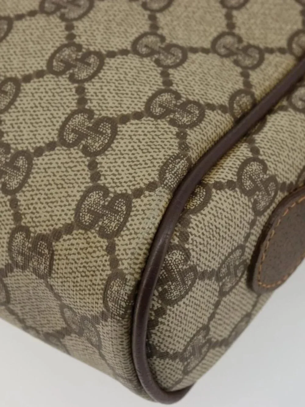 GUCCI GG Supreme Web Sherry Line Bag PVC Beige Gold 56 02 087 Auth